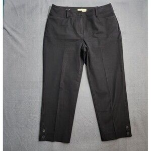 Talbots Women 8P Black Mid Rise Curvy Button Ankle Pants